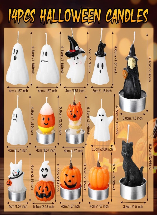 Conelist 14 Pcs Halloween Ghost Candles, Autumn Room Tabletop Decor Cute Wax Mini Spooky, Witch, Pumpkin Candles for Halloween Fall Themed Party Favor Supplies - Image 2
